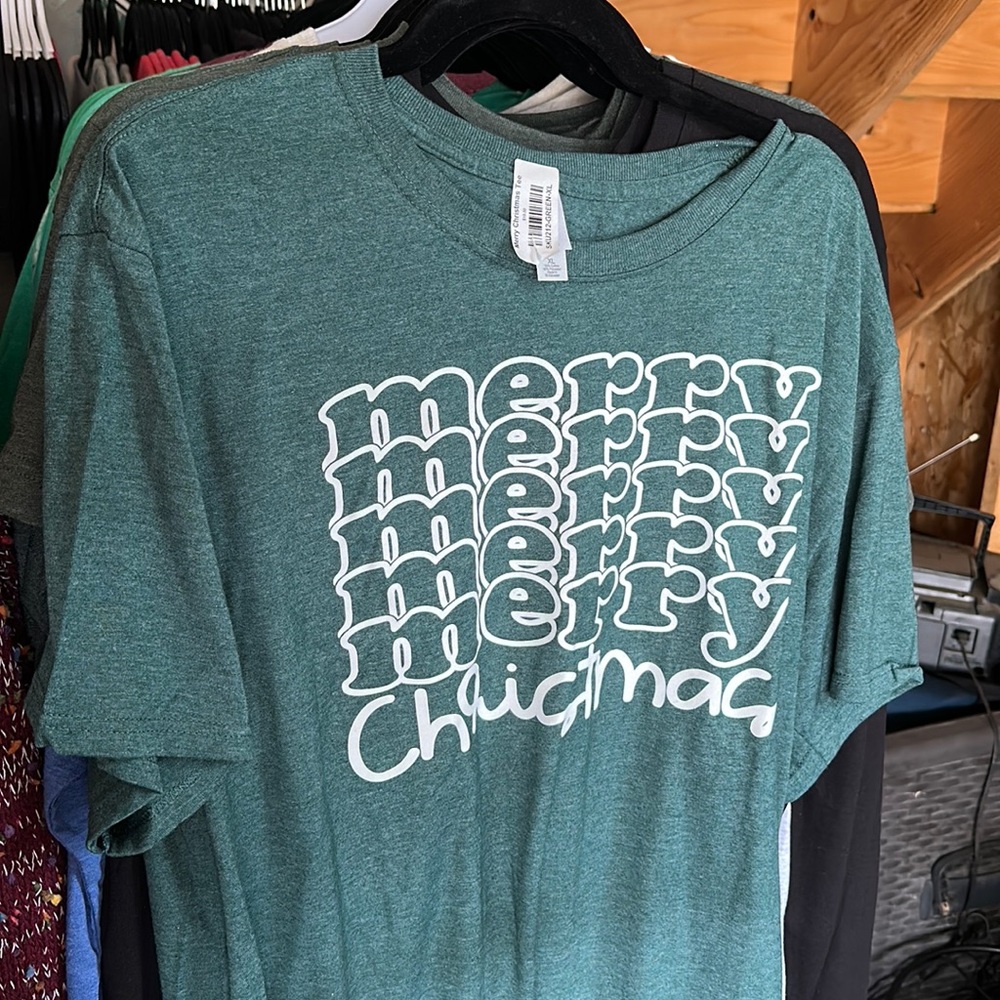 Merry Christmas Tshirt on Jerzee tshirt brand.